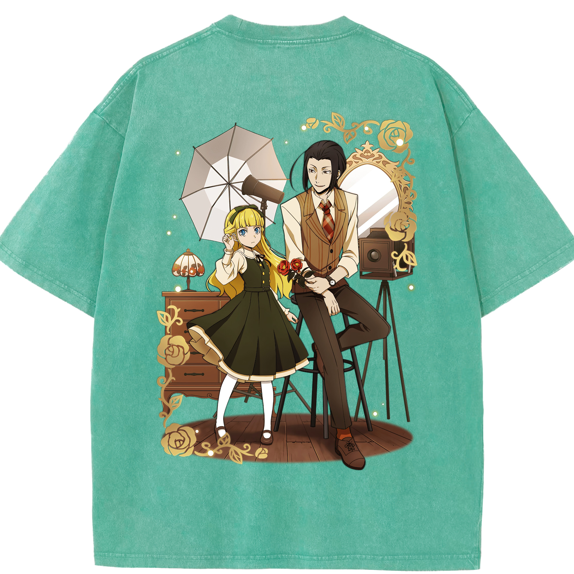 （画像用） 文豪ストレイドッグス Bungo Stray Dogs 綿100% ヴィンテージ風 半袖Tシャツ（背面プリント）